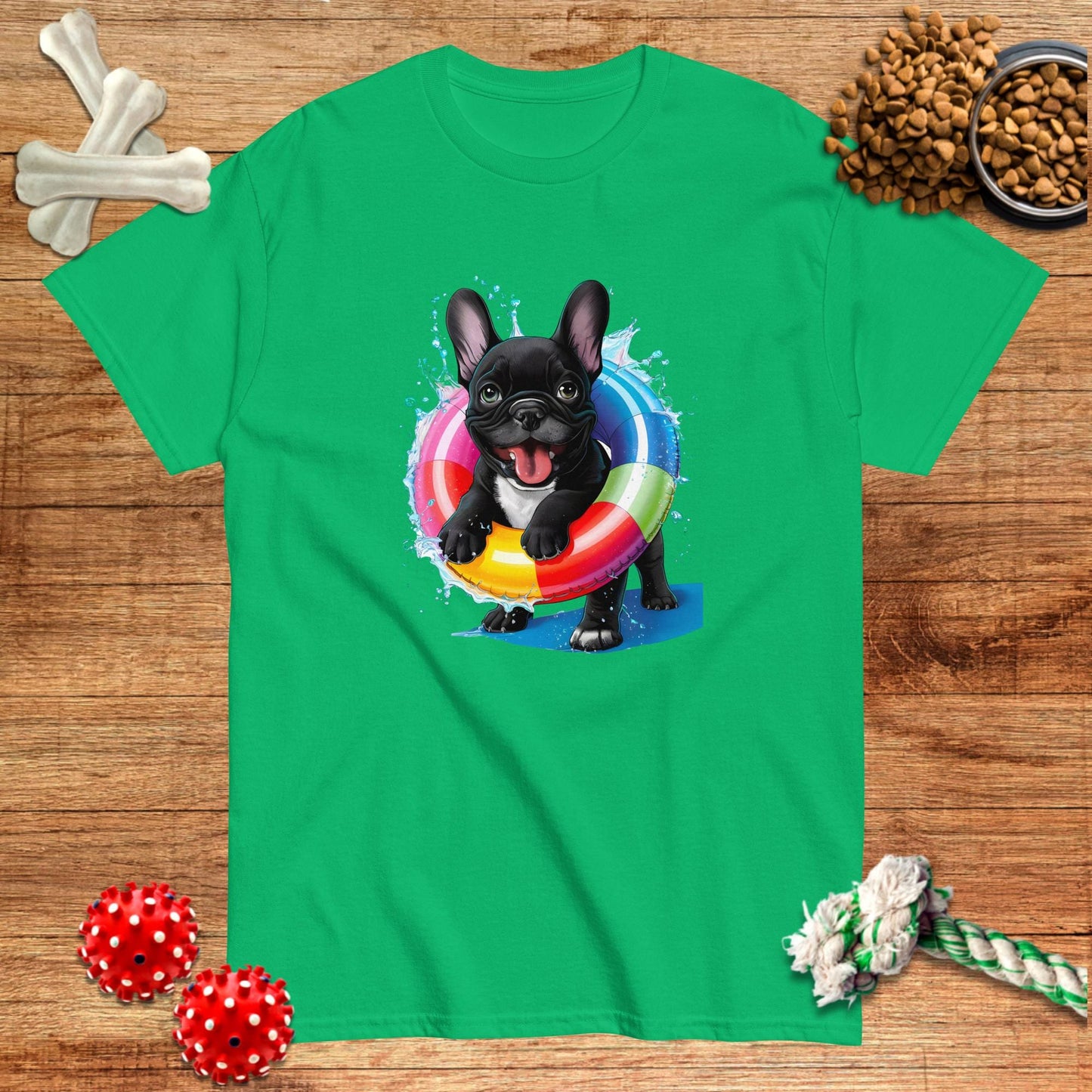 Französische Bulldogge Schwimmen T-Shirt - Frenchie Sommer Grafik Tee