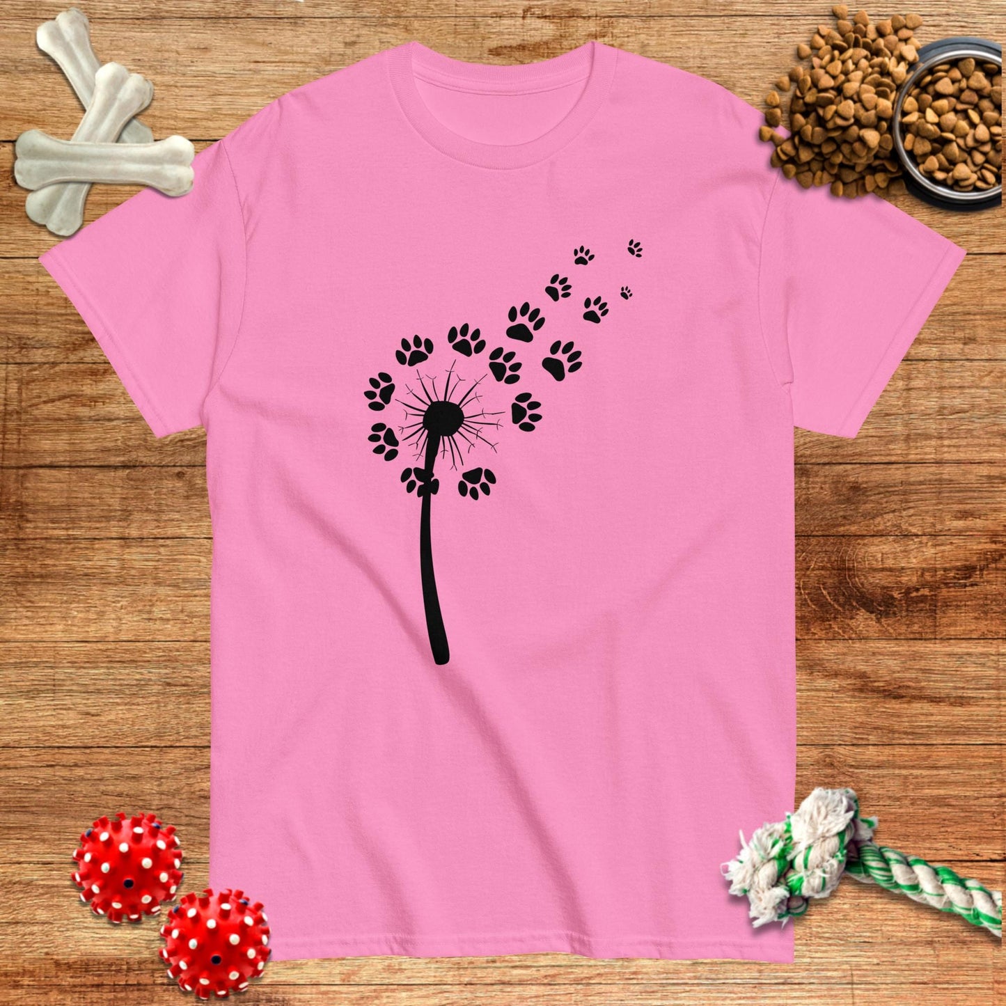 Dandelion Paw Prints T-Shirt | Dark teas