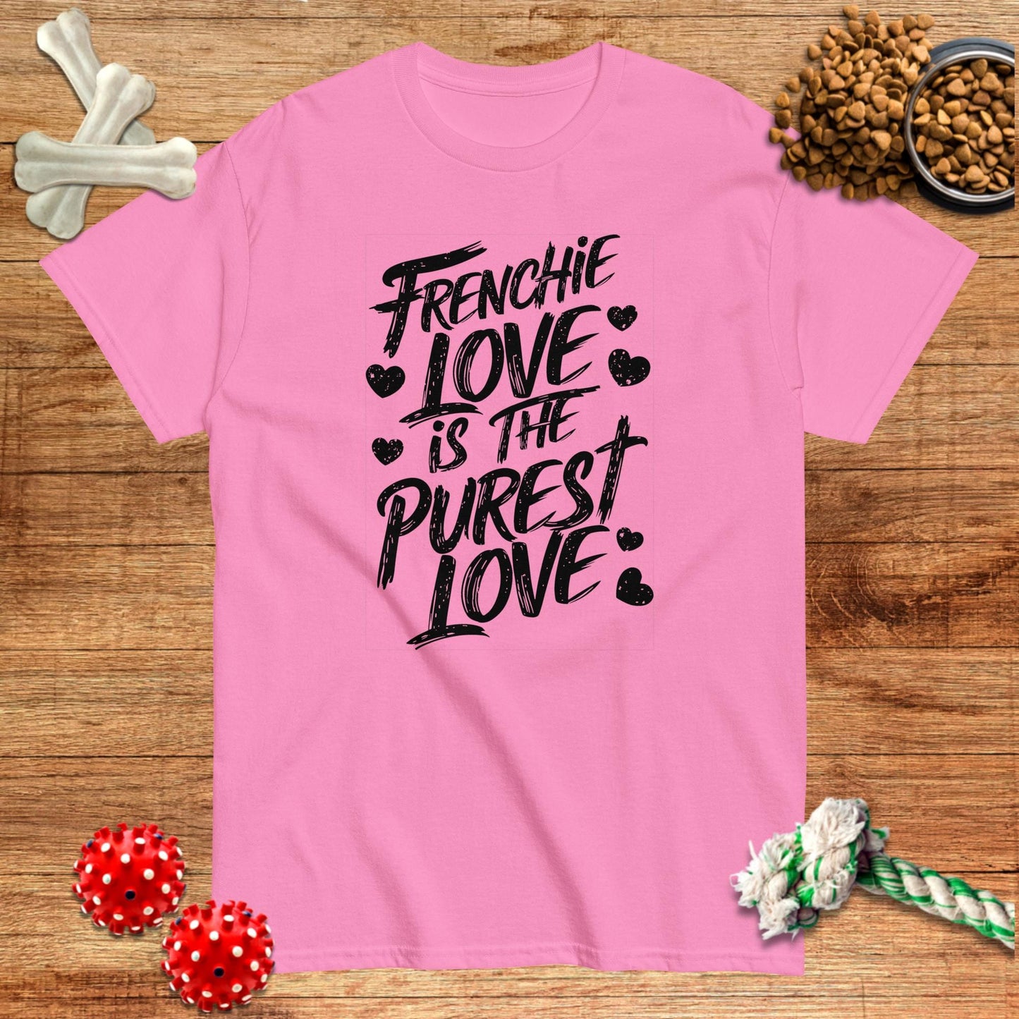 Frenchie Love Is The Purest Love T-Shirt | Dark teas