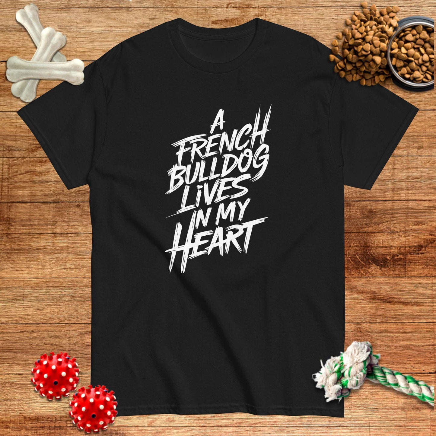 Camiseta Un bulldog francés vive en mi corazón | Dark Tees