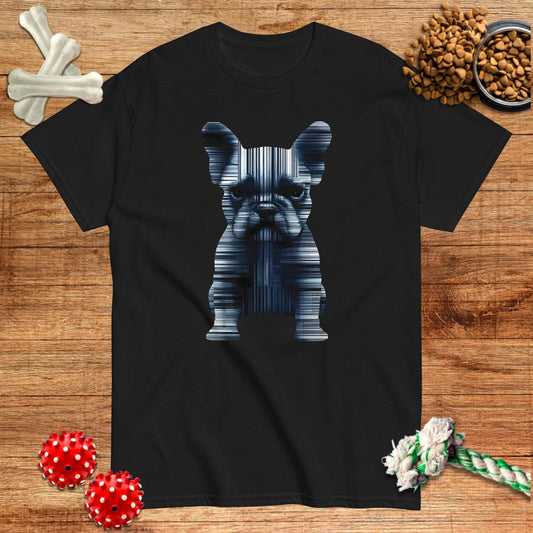 Camiseta con silueta de código de barras de bulldog francés | Dark Tees