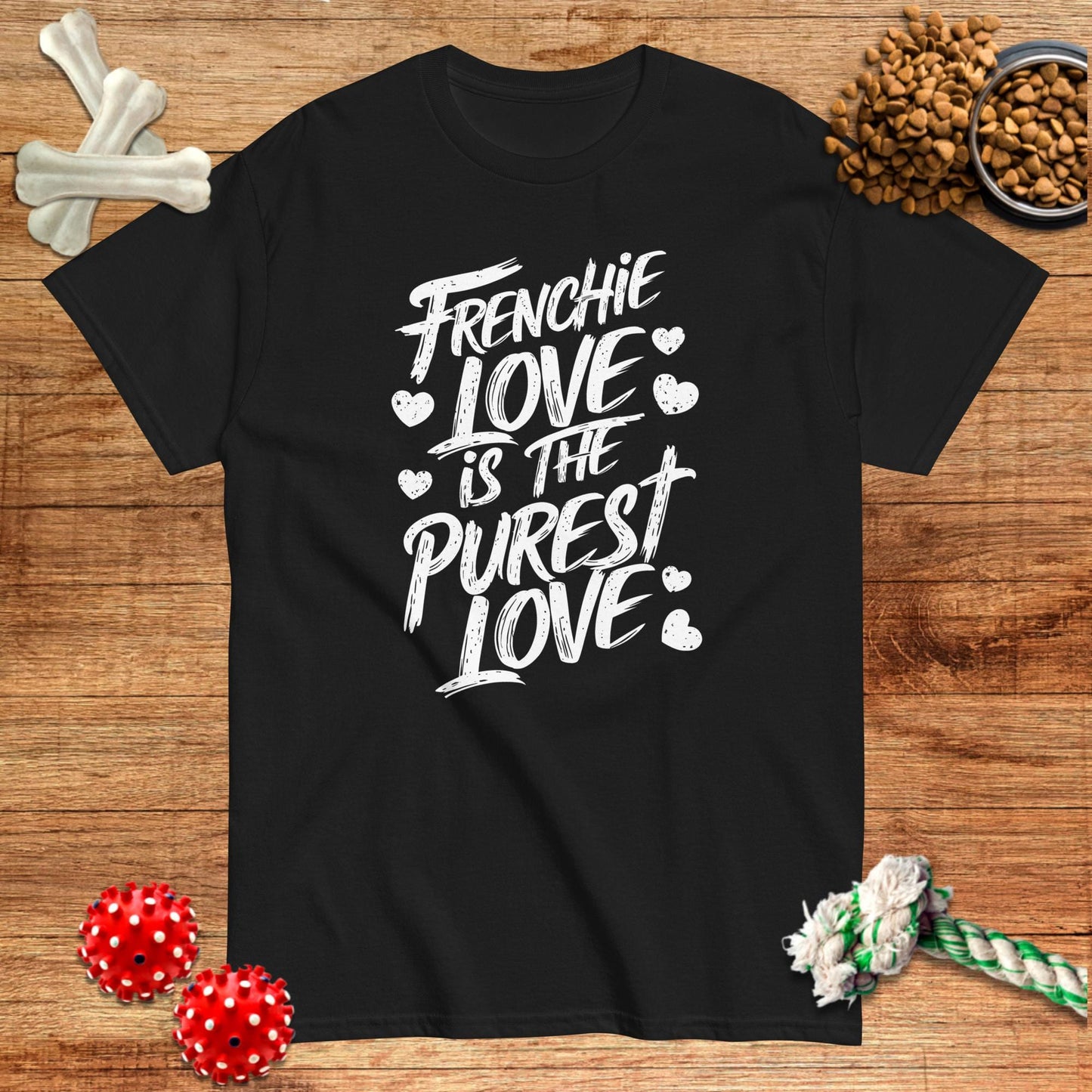 Frenchie Love Is The Purest Love T-Shirt | Dark teas