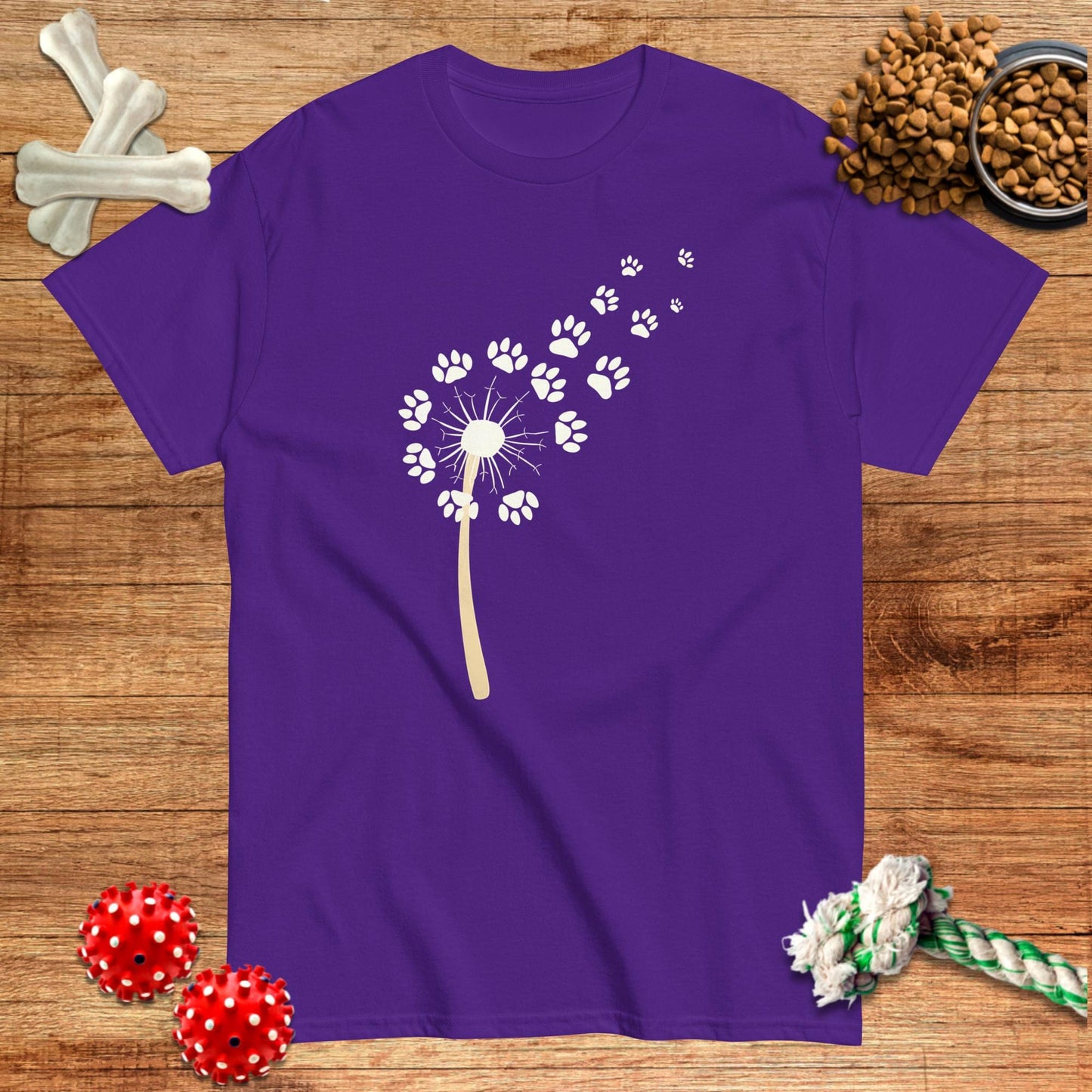 Dandelion Paw Prints T-Shirt | Dark teas