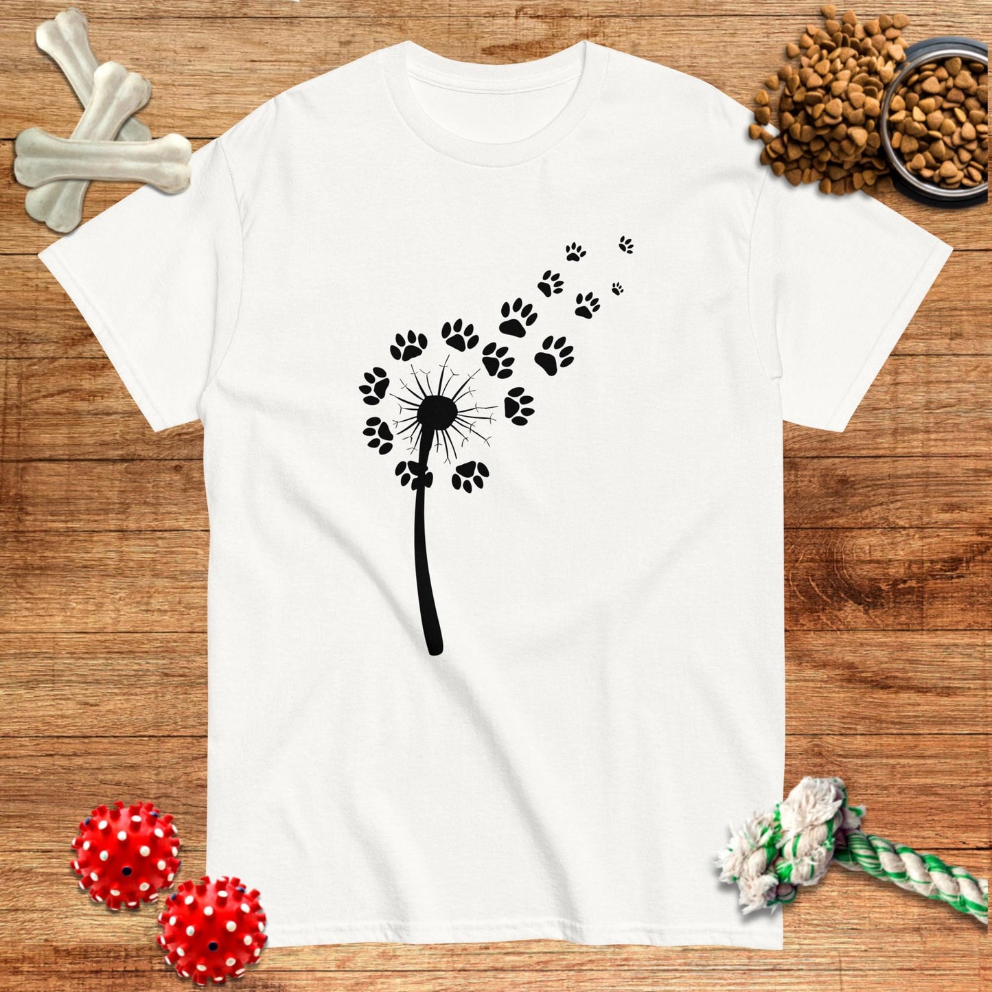 Dandelion Paw Prints T-Shirt | Dark teas