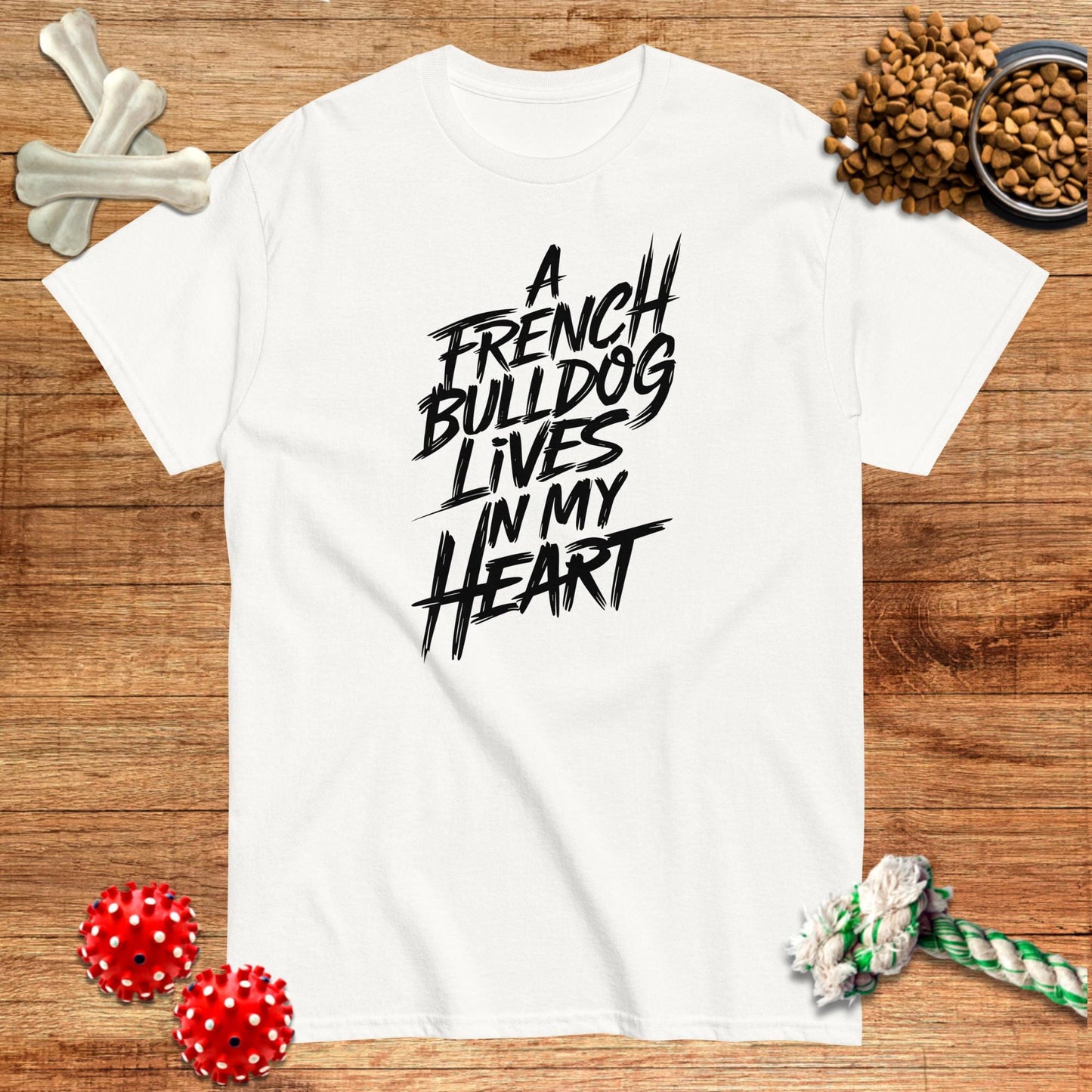 Camiseta Un bulldog francés vive en mi corazón | Dark Tees